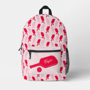 Sac À Dos Imprimé Raquettes de Pickleball Personnalisées Rouge et Ro
