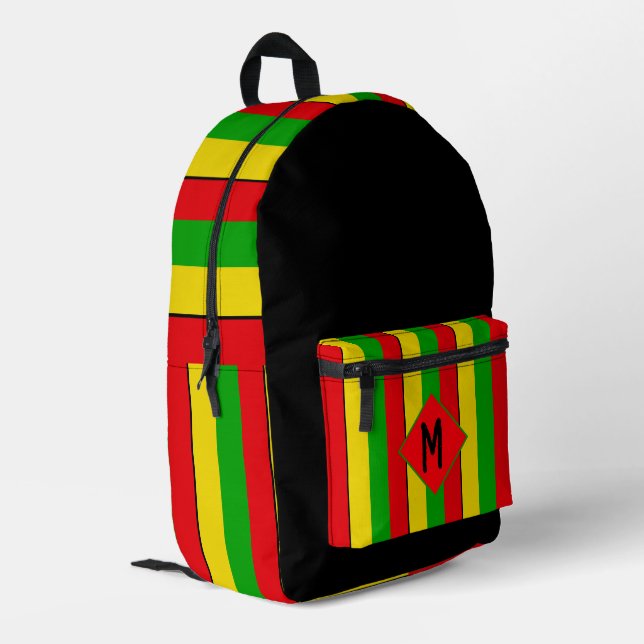 Sac À Dos Imprimé Rasta Flag Colors Striped Monogram (Coin arrière gauche)