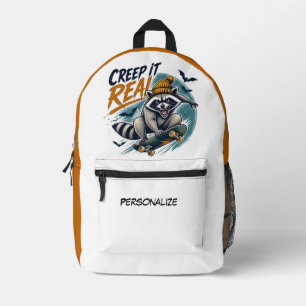 Sac À Dos Imprimé Raton laveur de skateboard Creep It Real Design Co