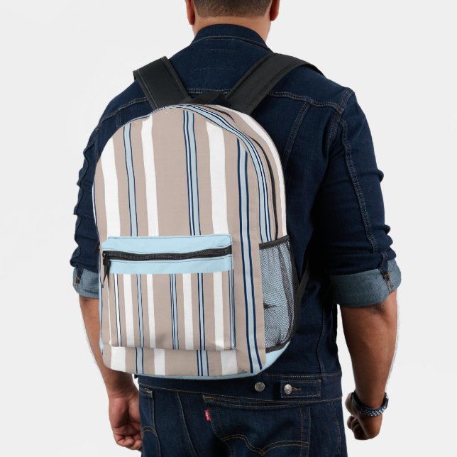 Sac À Dos Imprimé Rayure classique beige, blanc et bleu  (Insitu (Modèle))