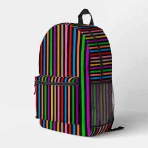 Sac À Dos Imprimé Rayures arc-en-ciel colorées - Noir