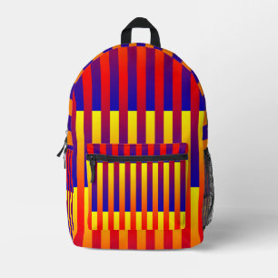 Sac À Dos Imprimé Rayures Bleu Rouge Jaune