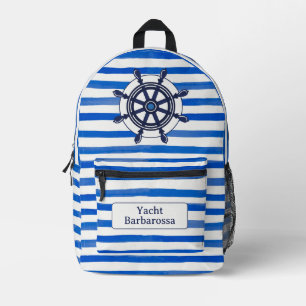 Sac À Dos Imprimé Rayures Bleues et Blanches, Barre, Nom du Bateau