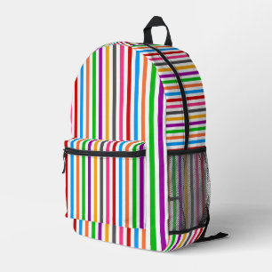 Sac À Dos Imprimé Rayures de lignes arc-en-ciel colorées - Blanc