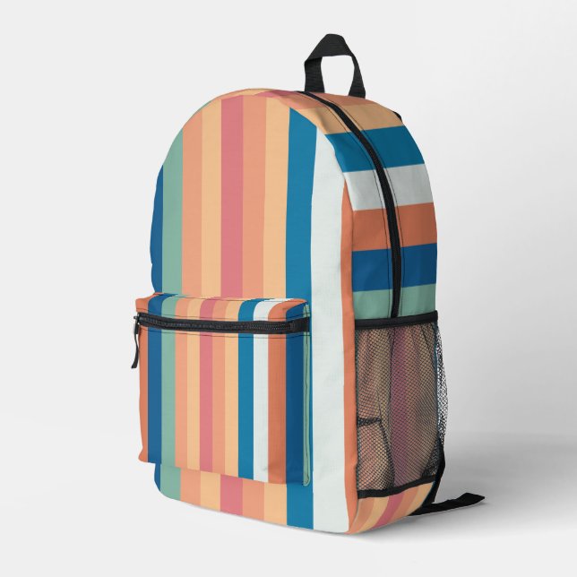 Sac À Dos Imprimé Rayures de nuances de couleur Retour à l'école (Coin arrière droit)