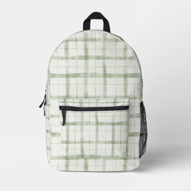 Sac À Dos Imprimé Rayures écossaises vert crème (Recto)