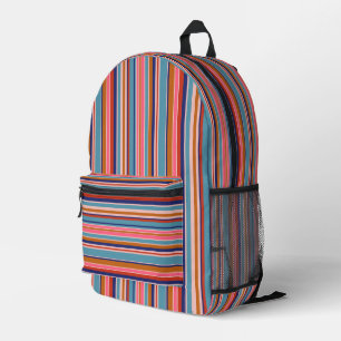 Sac À Dos Imprimé Rayures horizontales bleu rose terracotta rétro