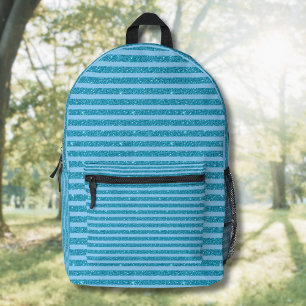Sac À Dos Imprimé Rayures horizontales de style pailleté bleu océan