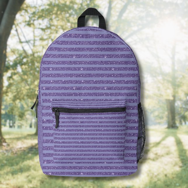 Sac À Dos Imprimé Rayures horizontales de style pailleté d'améthyste (Créateur téléchargé)