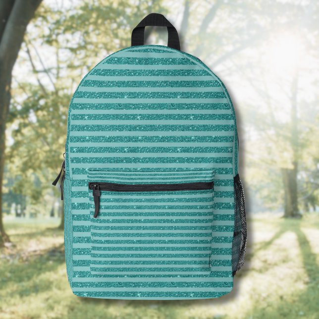 Sac À Dos Imprimé Rayures horizontales de style pailleté vert sarcel (Créateur téléchargé)