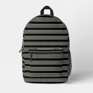 Sac À Dos Imprimé Rayures horizontales minimalistes noir et crème él