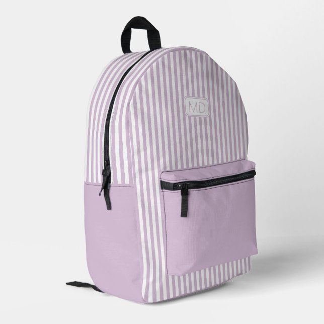 Sac À Dos Imprimé Rayures Lilac Lilac Lumineuses Monogrammes Personn (Coin arrière gauche)