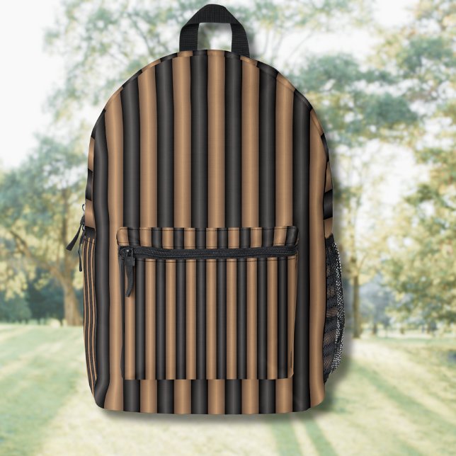 Sac À Dos Imprimé Rayures Marron Toastées de Style Moderne avec Prof (Créateur téléchargé)
