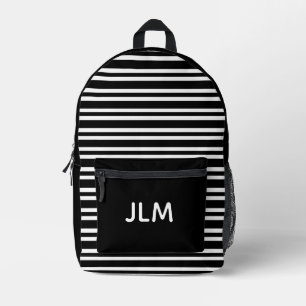 Sac À Dos Imprimé Rayures Noir Blanc Motif Personnalisé