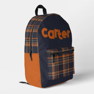 Sac À Dos Imprimé Rayures orangées bleu rustique d'hiver