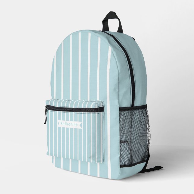 Sac À Dos Imprimé Rayures pastel bleu blanc (Coin arrière droit)