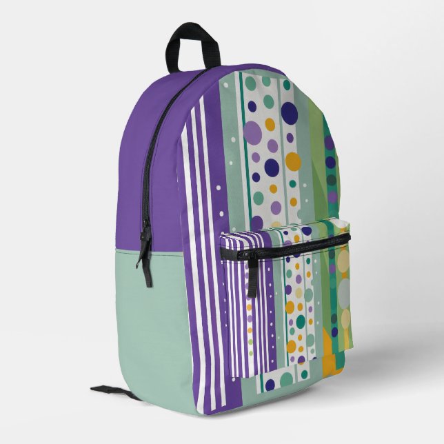 Sac À Dos Imprimé Rayures Points Vert Violet (Coin arrière gauche)