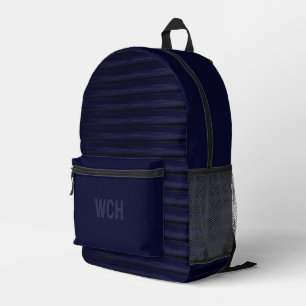 Sac À Dos Imprimé Rayures royales bleues et noires avec nom