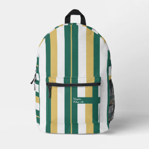 Sac À Dos Imprimé Rayures rythmiques vert or blanc