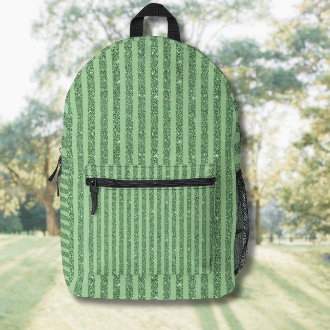 Sac À Dos Imprimé Rayures verticales simples en vert forêt pailleté (Créateur téléchargé)
