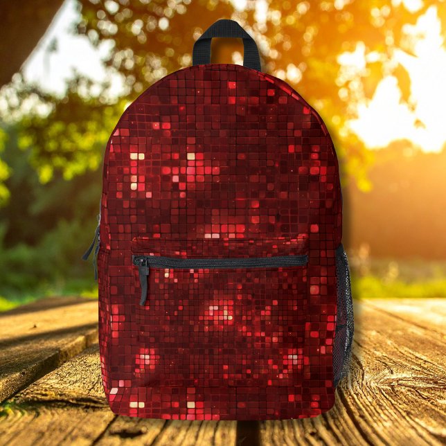 Sac À Dos Imprimé Red Disco Style Squares Valentine Pattern (Créateur téléchargé)