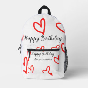 Sac À Dos Imprimé Red heart shaphappy anniversaire ajouter nom texte