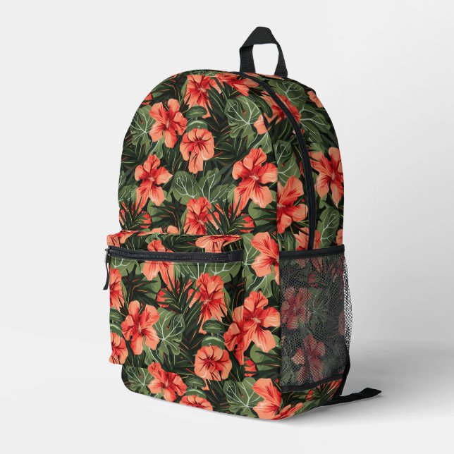 Sac À Dos Imprimé Red Hibiscus Flowers (Coin arrière droit)