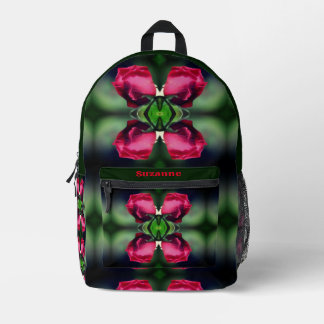 Sac À Dos Imprimé Red Rosebud pliage Abstrait personnalisé