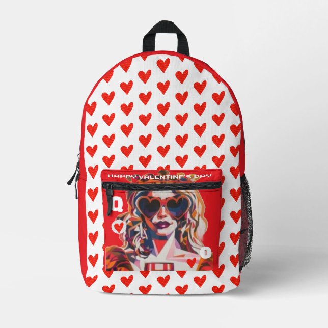 Sac À Dos Imprimé Reine de Cœur Pop Art  (Recto)