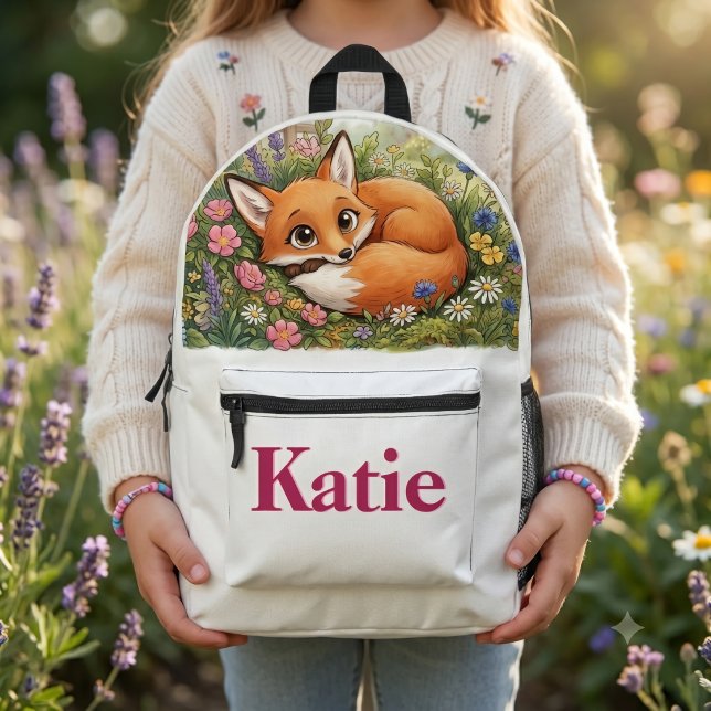 Sac À Dos Imprimé Renard et Fleurs (Créateur téléchargé)