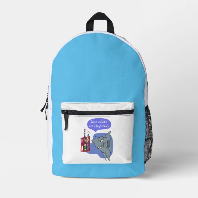 Sac À Dos Imprimé requin, soyons amis (Recto)