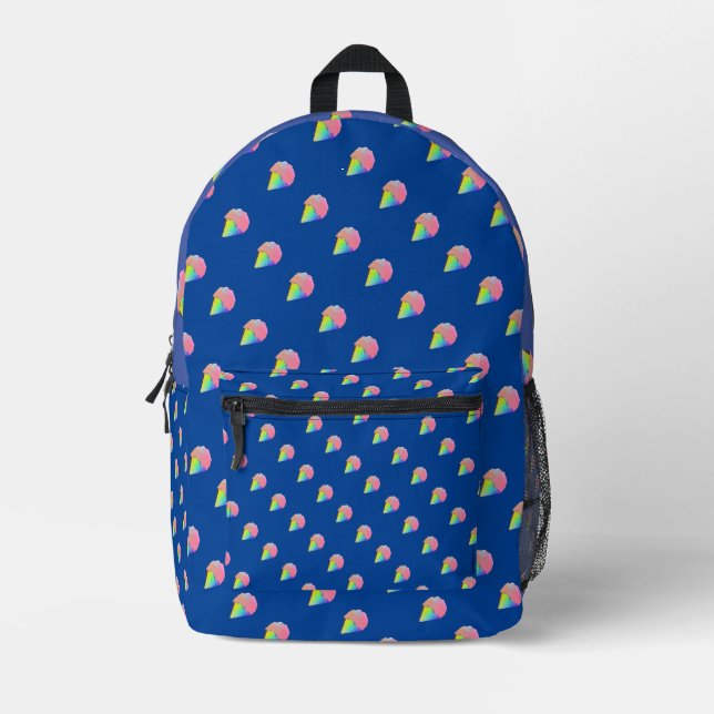 Sac À Dos Imprimé Retour À L'École Enfants Crème Bleue Glace (Recto)