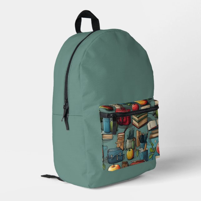 Sac À Dos Imprimé Retour à l'école vert  (Coin arrière gauche)