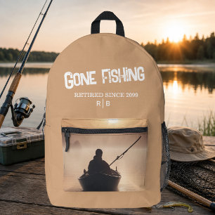 Sac À Dos Imprimé Retraite Parti Pêcher Lever de Soleil Pêcheur Retr