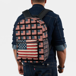 Sac À Dos Imprimé Rétro 4 juillet Damier Étoiles et Bandes Patriotiq