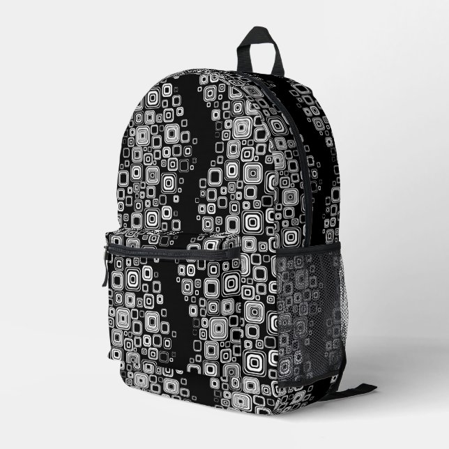 Sac À Dos Imprimé Rétro black and white squares (Coin arrière droit)