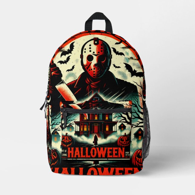 Sac À Dos Imprimé Rétro Halloween Horror Night 80s Slasher Vibes (Recto)