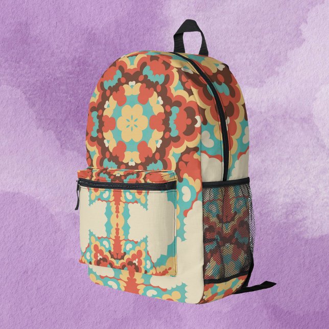 Sac À Dos Imprimé Rétro Mandala bleu rouge et jaune (Créateur téléchargé)