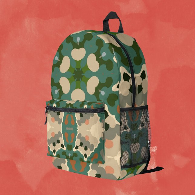 Sac À Dos Imprimé Retro Mandala Green Brown et orange (Créateur téléchargé)