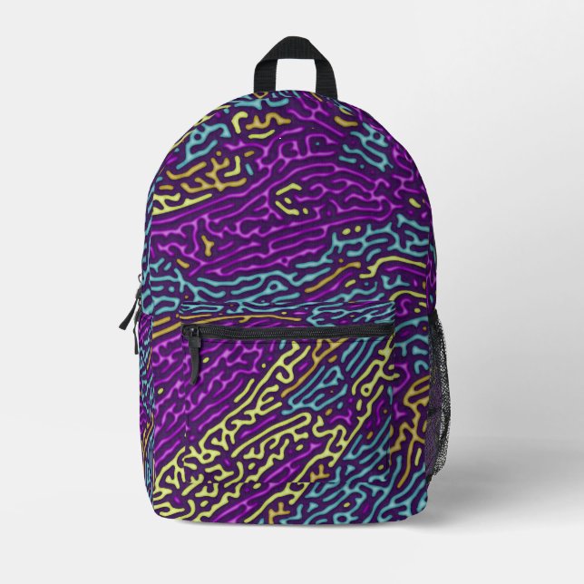 Sac À Dos Imprimé Retro Neon Maze Motif - Arcade esthétique (Recto)