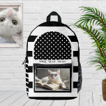Sac À Dos Imprimé Retro noir et blanc rayé Funny Chat Photo<br><div class="desc">Sac à dos noir et blanc avec un design rétro rayé avec des pois et votre photo personnalisée (en option,  vous pouvez également laisser le chat drôle lire un livre,  si vous voulez). Beau pour l'école ou un club de lecture de livres.</div>