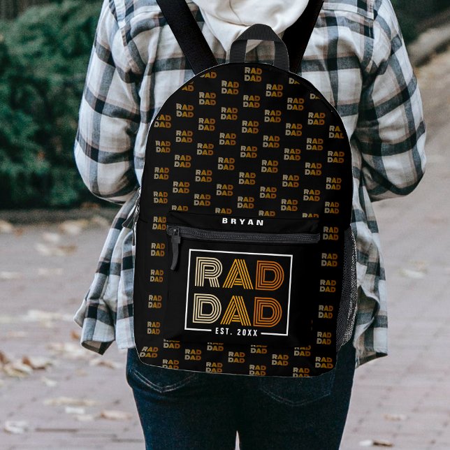 Sac À Dos Imprimé Retro Rad Papa Motif Noir (Retro Rad Dad Pattern Black Printed Backpack
)