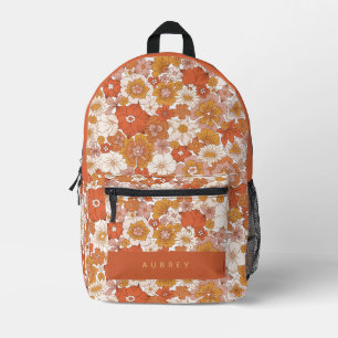 Sac À Dos Imprimé Retro Super Orange Floral Girl