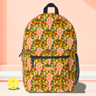 Sac À Dos Imprimé Retro Tropical Citron Pickleball Shower de Mariage