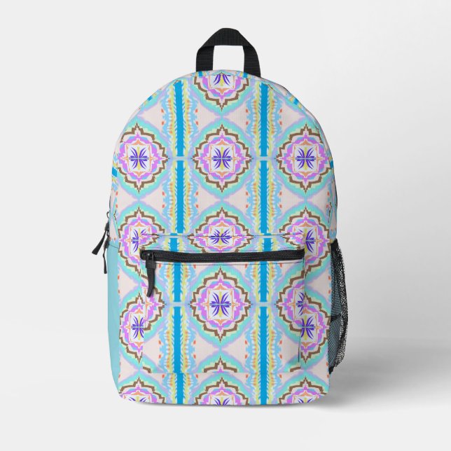 Sac À Dos Imprimé Rêve Pastel Boho Géométrique Kaléidoscope (Recto)
