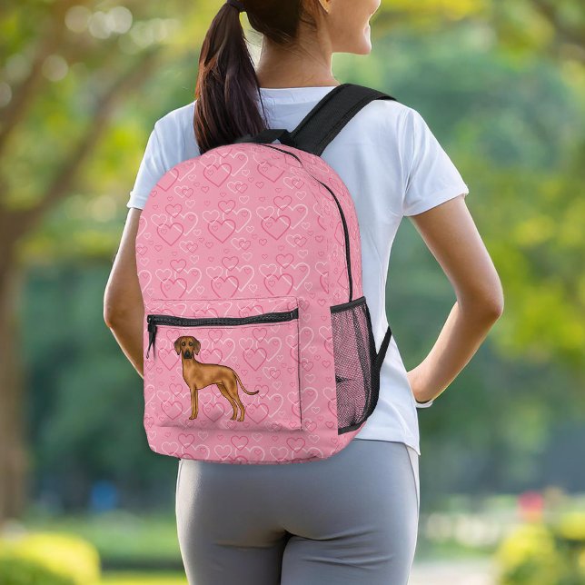 Sac À Dos Imprimé Rhodesian Ridgeback Chien Love Coeur Motif rose (Please note: This image is a digital mockup. The product may not be in scale.)