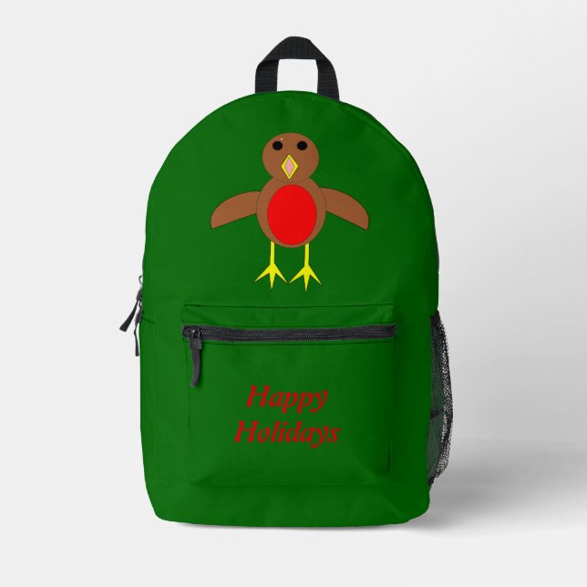 Sac À Dos Imprimé Robin de Noël personnalisé (Recto)