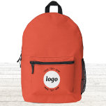 Sac À Dos Imprimé Ronde Logo Texte promotionnel Business Orange<br><div class="desc">Ajoutez votre propre logo et le choix du texte à cette conception. Supprimez le texte supérieur ou inférieur si vous préférez. Minimaliste et professionnel. Idéal pour un produit promotionnel pour vos clients et clients. Votre logo sera coupé dans un cercle blanc. Pour les autres versions,  consultez la collection.</div>