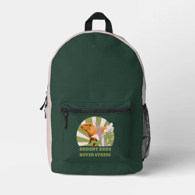 Sac À Dos Imprimé Rongeurs Frères Ne Stressez Jamais Capybara (Recto)