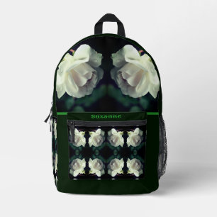 Sac À Dos Imprimé Rose blanche avec gouttes de pluie personnalisée